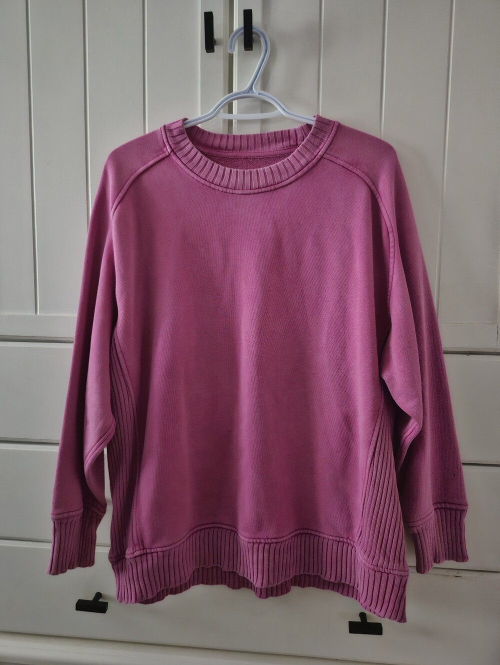 Aerie Women's  Pink Ribbed Neck Pullover Sweatshirt Sz oversized Xs